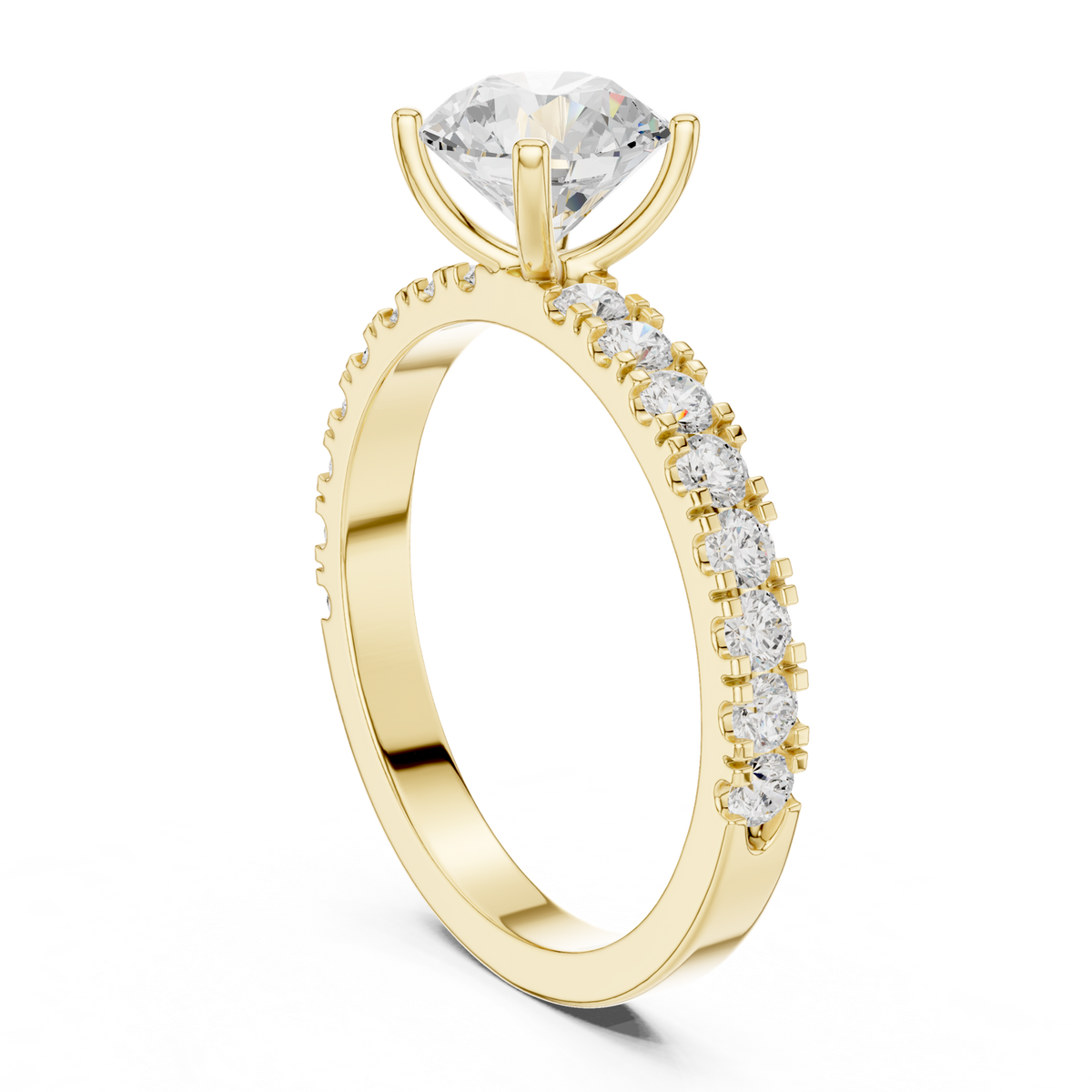 14K Solid Gold Lab Diamond Solitaire Ring, Yellow Gold, view 1