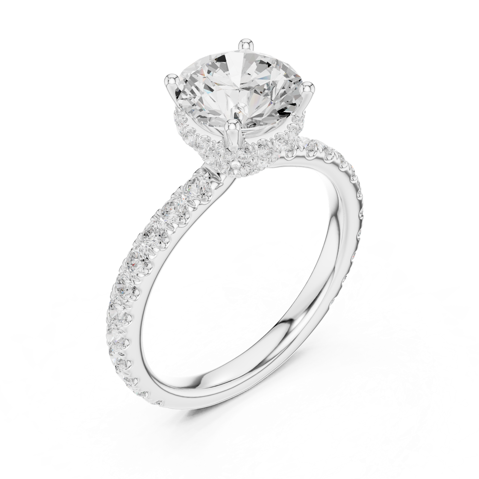 Gold Ring DDLR-165, Round center stone, White Gold, view 2