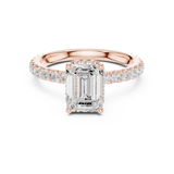 Gold Ring DDLR-165, Emerald center stone, Rose Gold, view 4