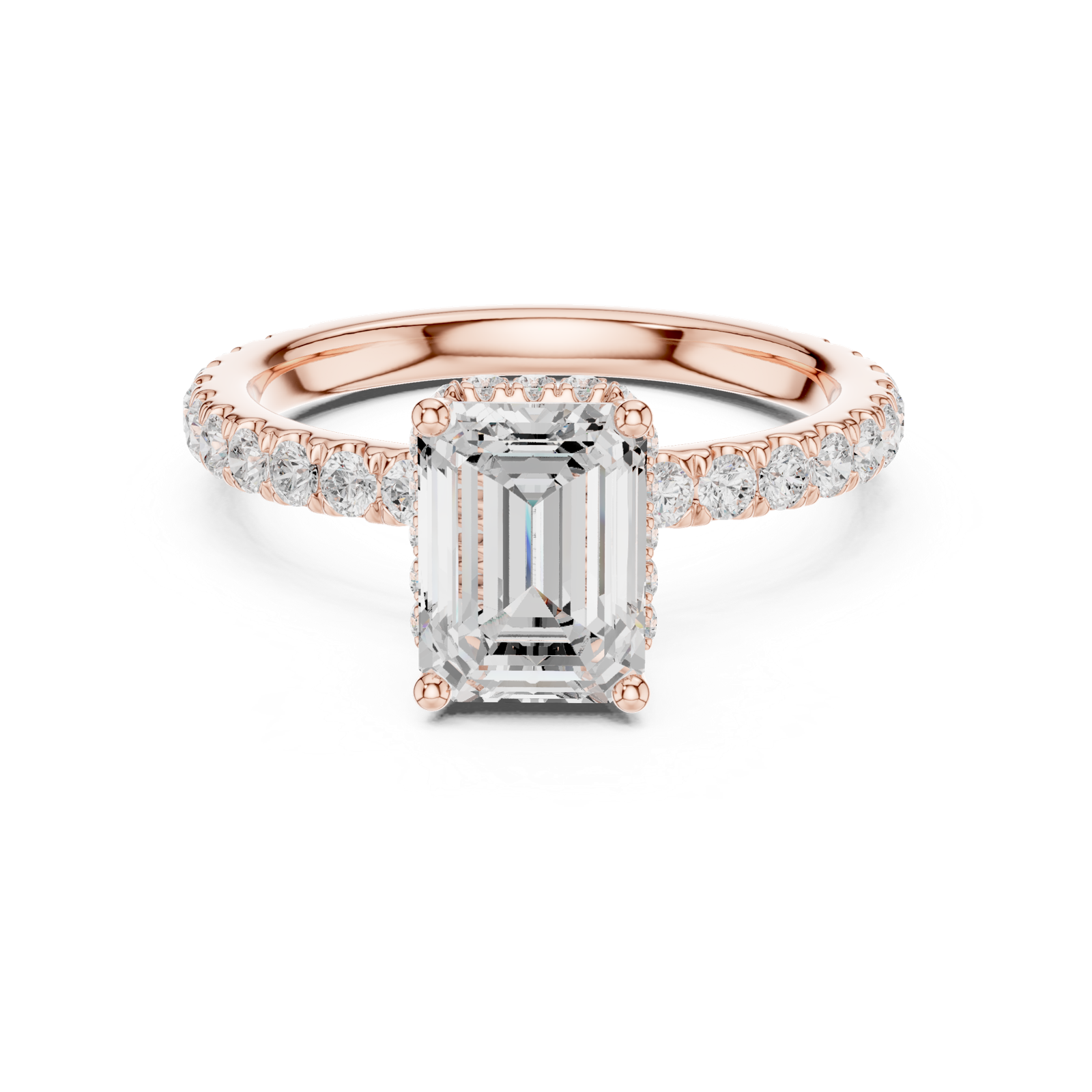 Gold Ring DDLR-165, Emerald center stone, Rose Gold, view 4