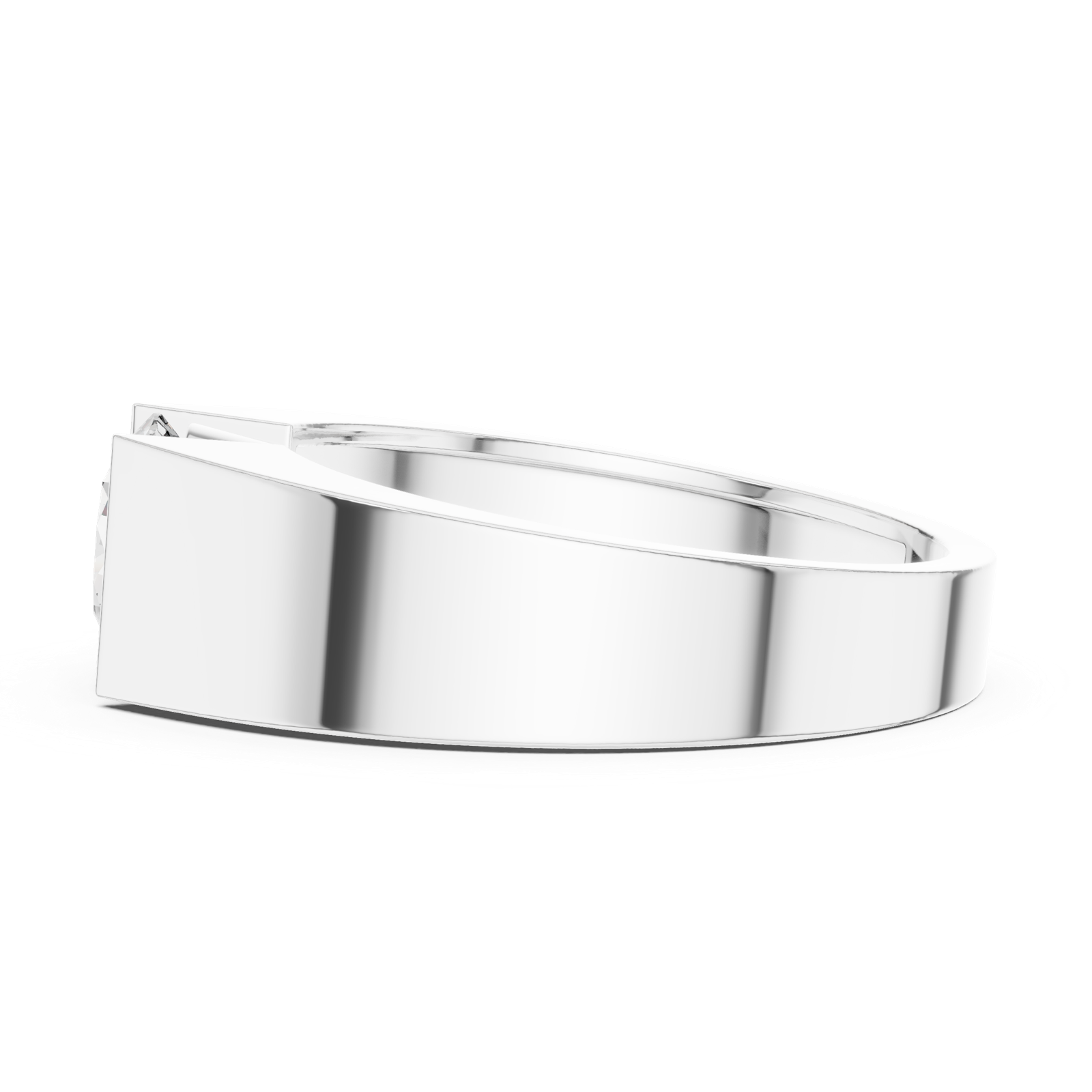 14K Solid Gold Lab Diamond Signet Ring, White Gold, view 3