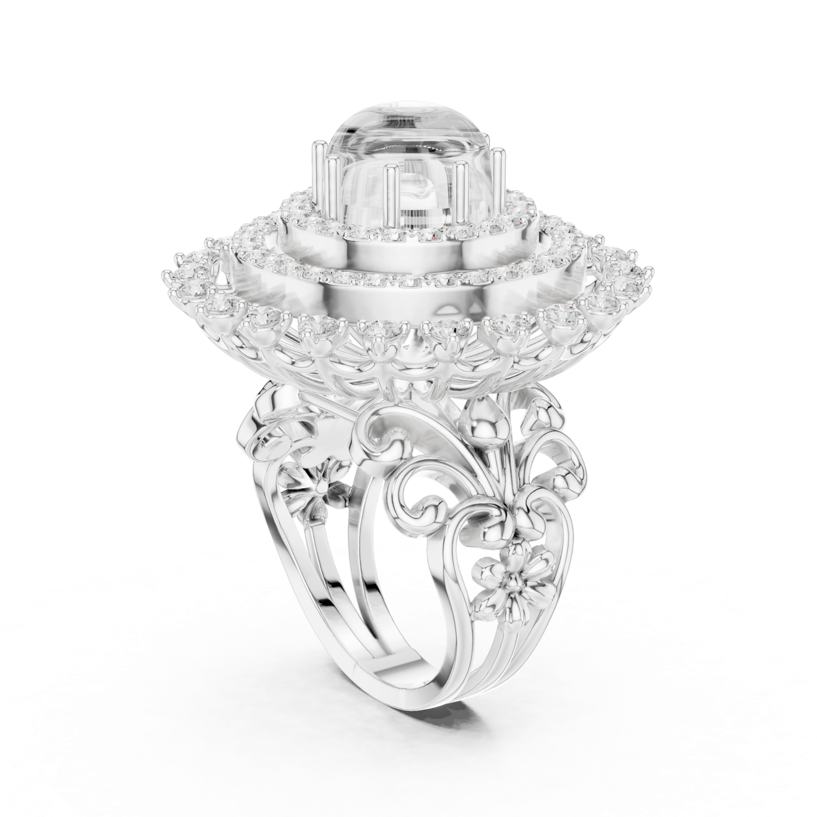 Gold Ring DDLR-749, White Gold, view 1