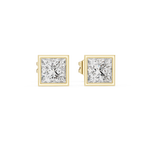 14K Solid Gold Lab Diamond Stud Earrings, Yellow Gold
