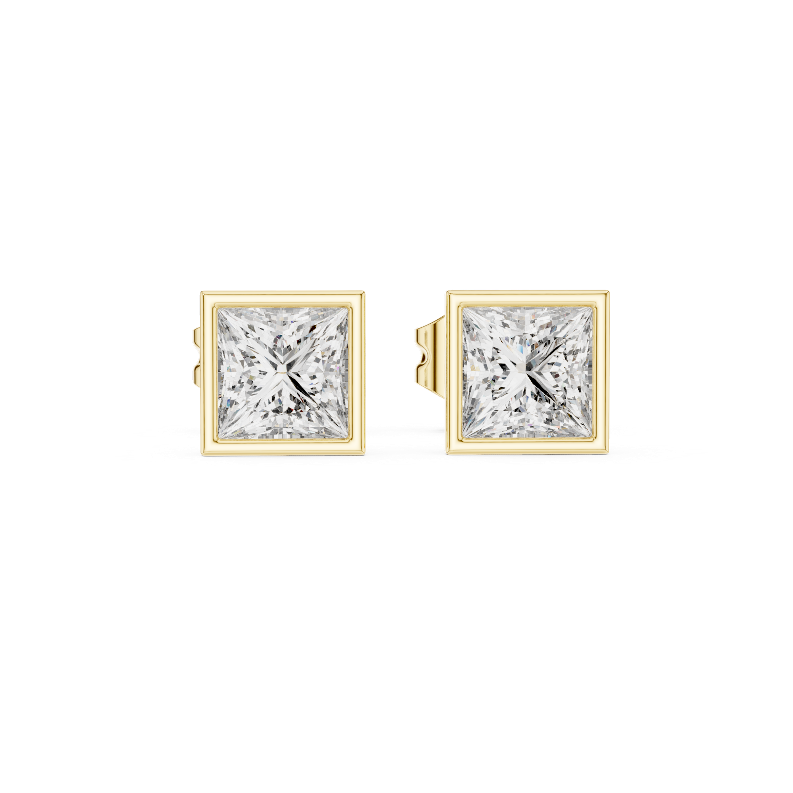 14K Solid Gold Lab Diamond Stud Earrings, Yellow Gold