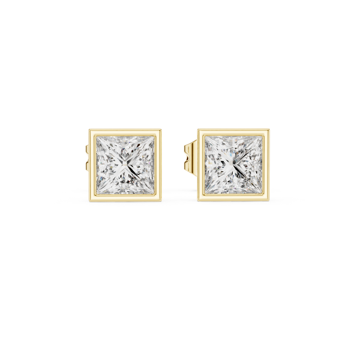 14K Solid Gold Lab Diamond Stud Earrings, Yellow Gold