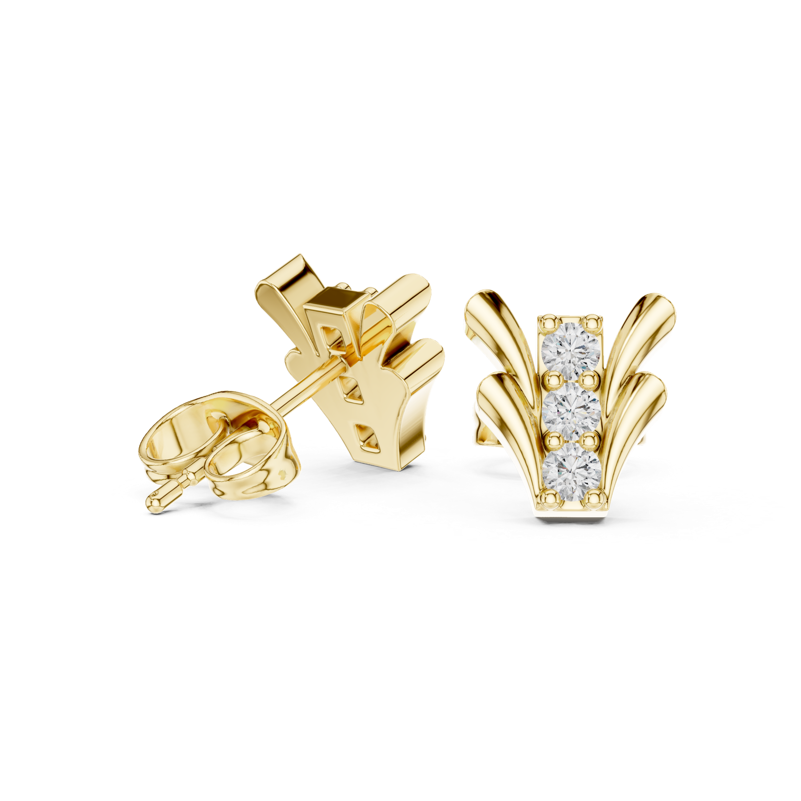 Gold Earrings 9-10067E, Yellow Gold, view 1