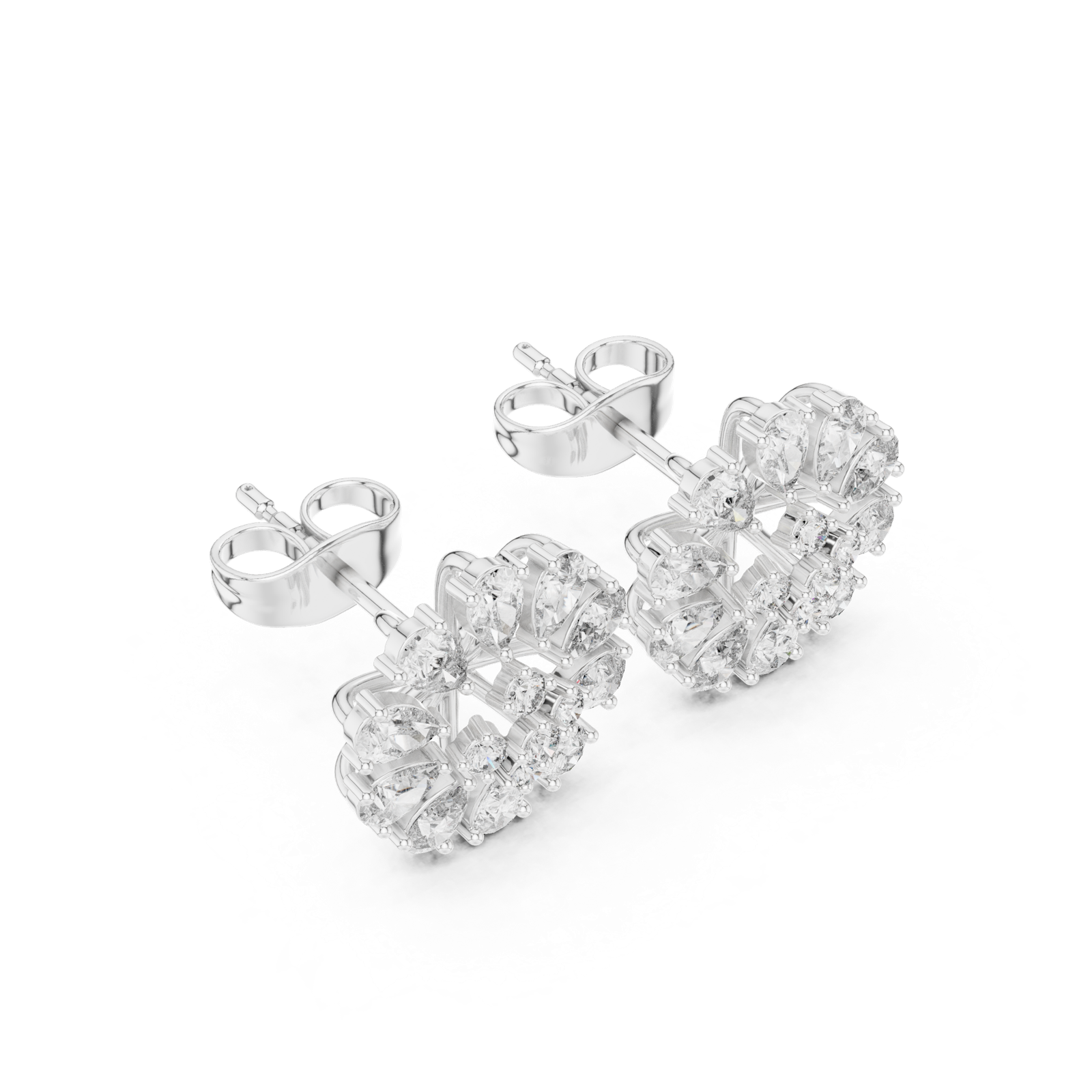 Gold Earrings L29-4040, White Gold, view 2