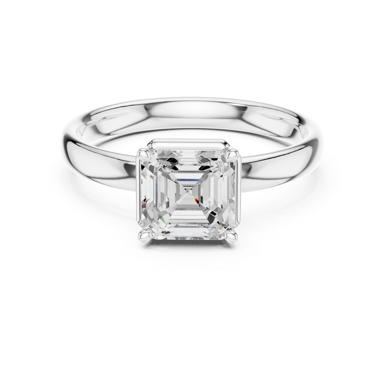 Gold Jewelry, Asscher center stone, White Gold, view 4