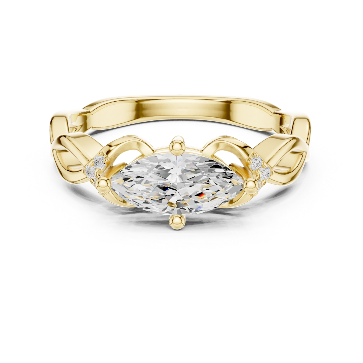 14K Solid Gold Lab Diamond Solitaire Ring, Yellow Gold