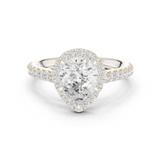 Gold Ring DDLR-118, Pear center stone, White Gold