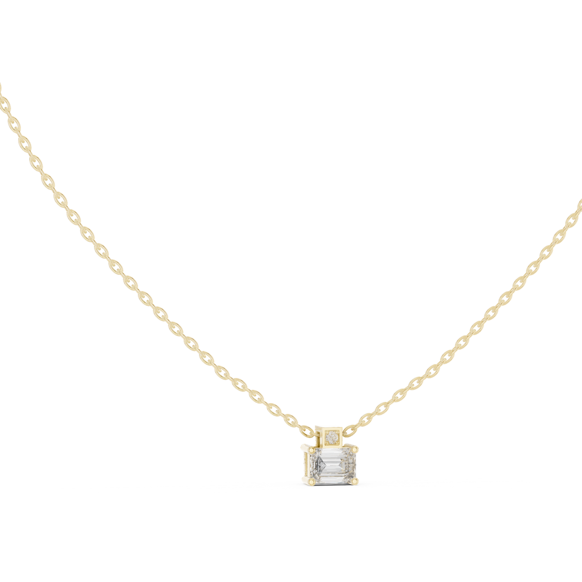 14K Solid Gold Lab Diamond Solitaire Pendant Necklace, Yellow Gold, view 1