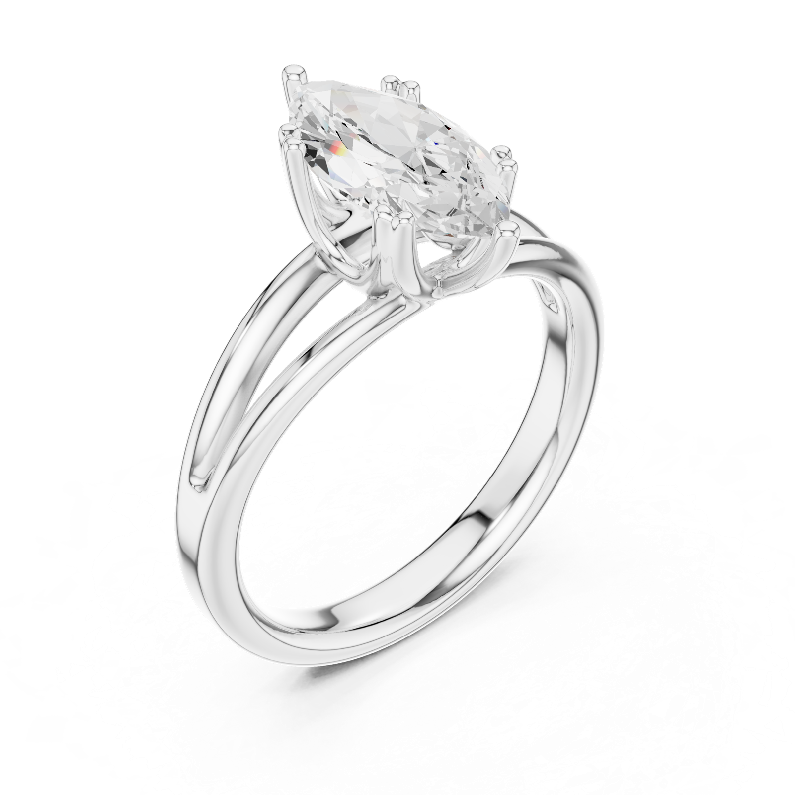 Gold Jewelry L36-7, Marquise center stone, White Gold, view 2