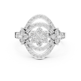 14K Solid Gold Lab Diamond Halo Ring, White Gold