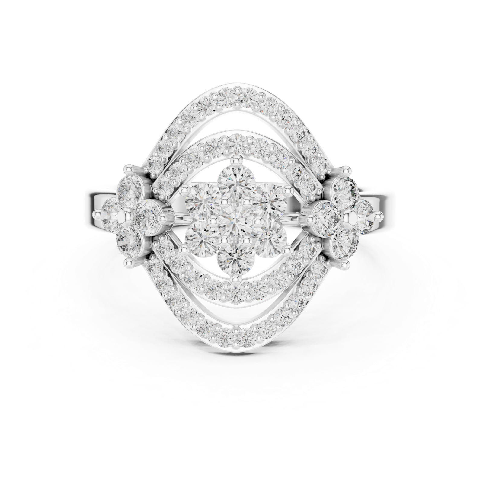 14K Solid Gold Lab Diamond Halo Ring, White Gold