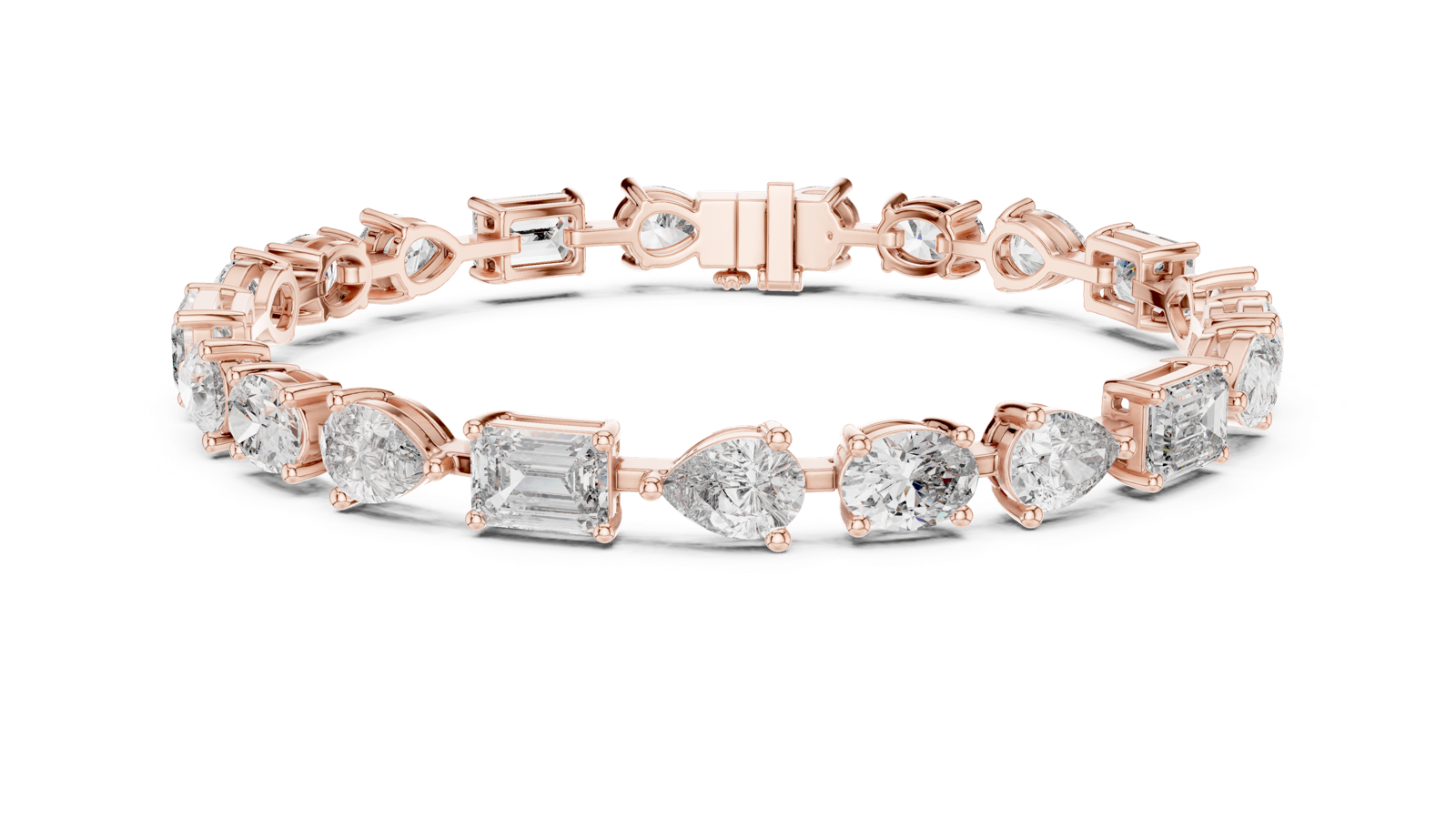 14K Solid Gold Lab Diamond Bracelet, Rose Gold, view 4