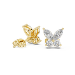 14K Solid Gold Lab Diamond Butterfly Cluster Earrings, Yellow Gold, view 1