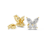 14K Solid Gold Lab Diamond Butterfly Cluster Earrings, Yellow Gold, view 1