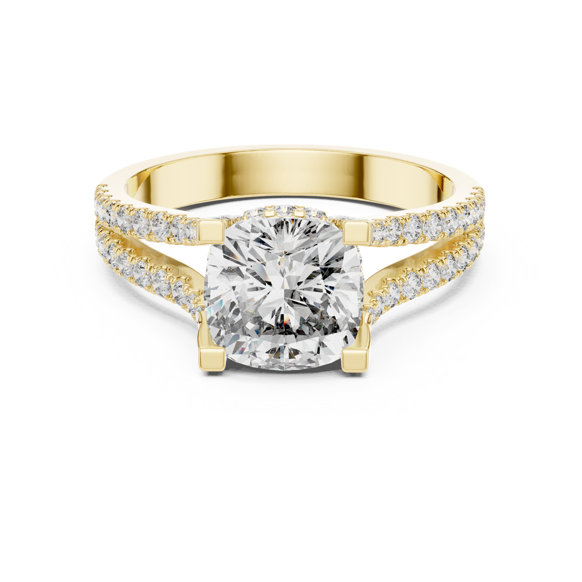 14K Solid Gold Lab Diamond Solitaire Ring, Yellow Gold