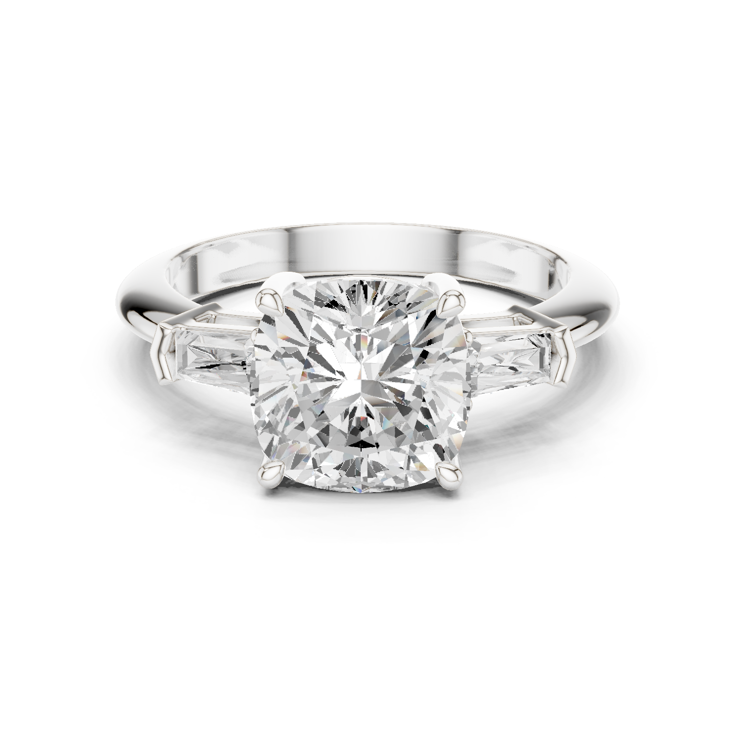 Gold Jewelry, Cushion center stone, White Gold