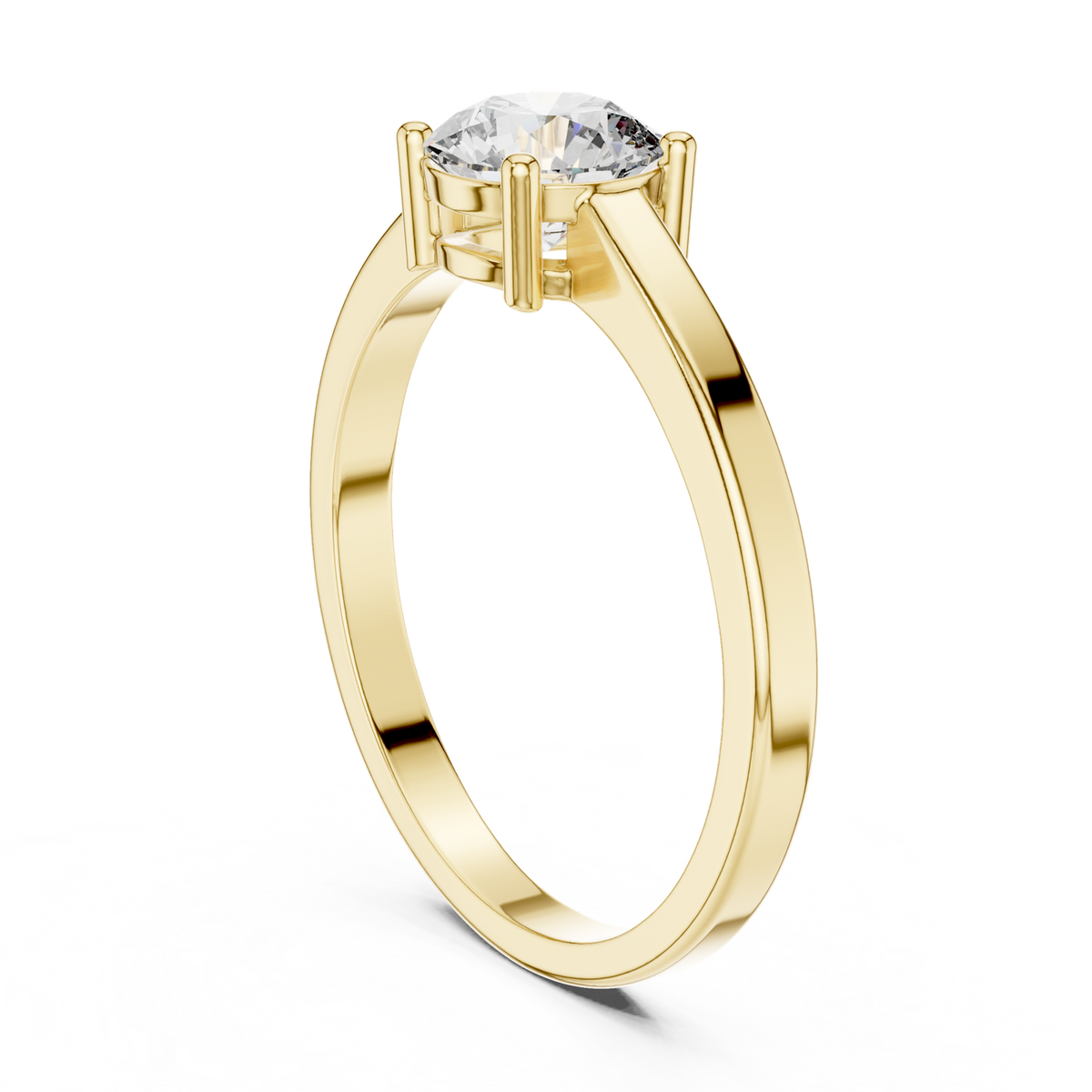 14K Solid Gold Lab Diamond Solitaire Ring, Yellow Gold, view 1