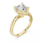 Gold Ring, Cushion center stone, Yellow Gold, view 2