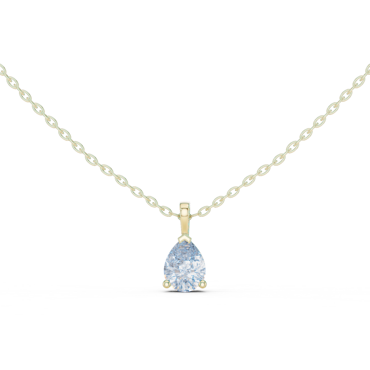 14K Solid Gold Lab Diamond Solitaire Pendant Necklace, Yellow Gold
