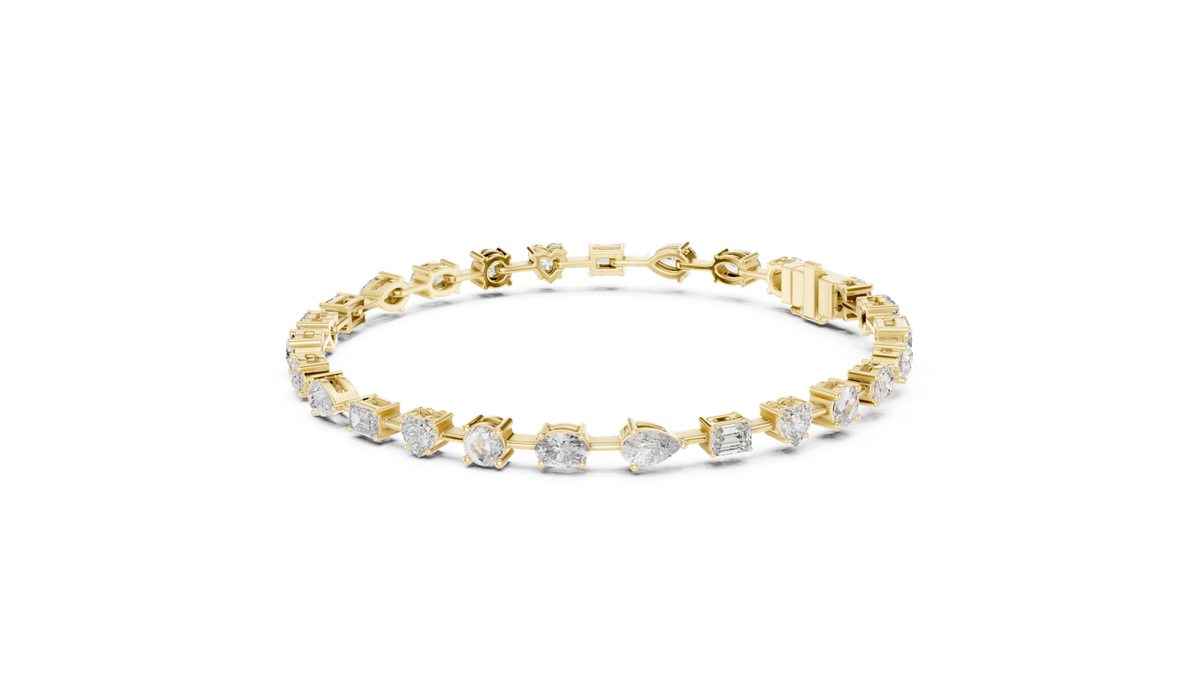 14K Solid Gold Lab Diamond Bracelet, Yellow Gold, view 1