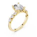 Gold Ring, Oval center stone, Yellow Gold, view 2