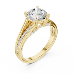Gold Ring DDLR-253, Round center stone, Yellow Gold, view 2