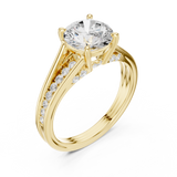 Gold Ring DDLR-253, Round center stone, Yellow Gold, view 2