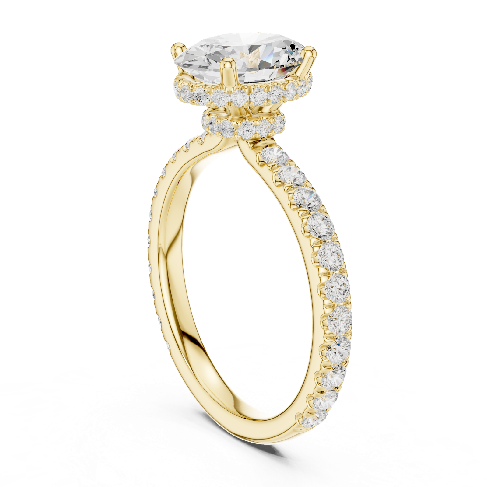 Gold Ring DDLR-165, Oval center stone, Yellow Gold, view 1