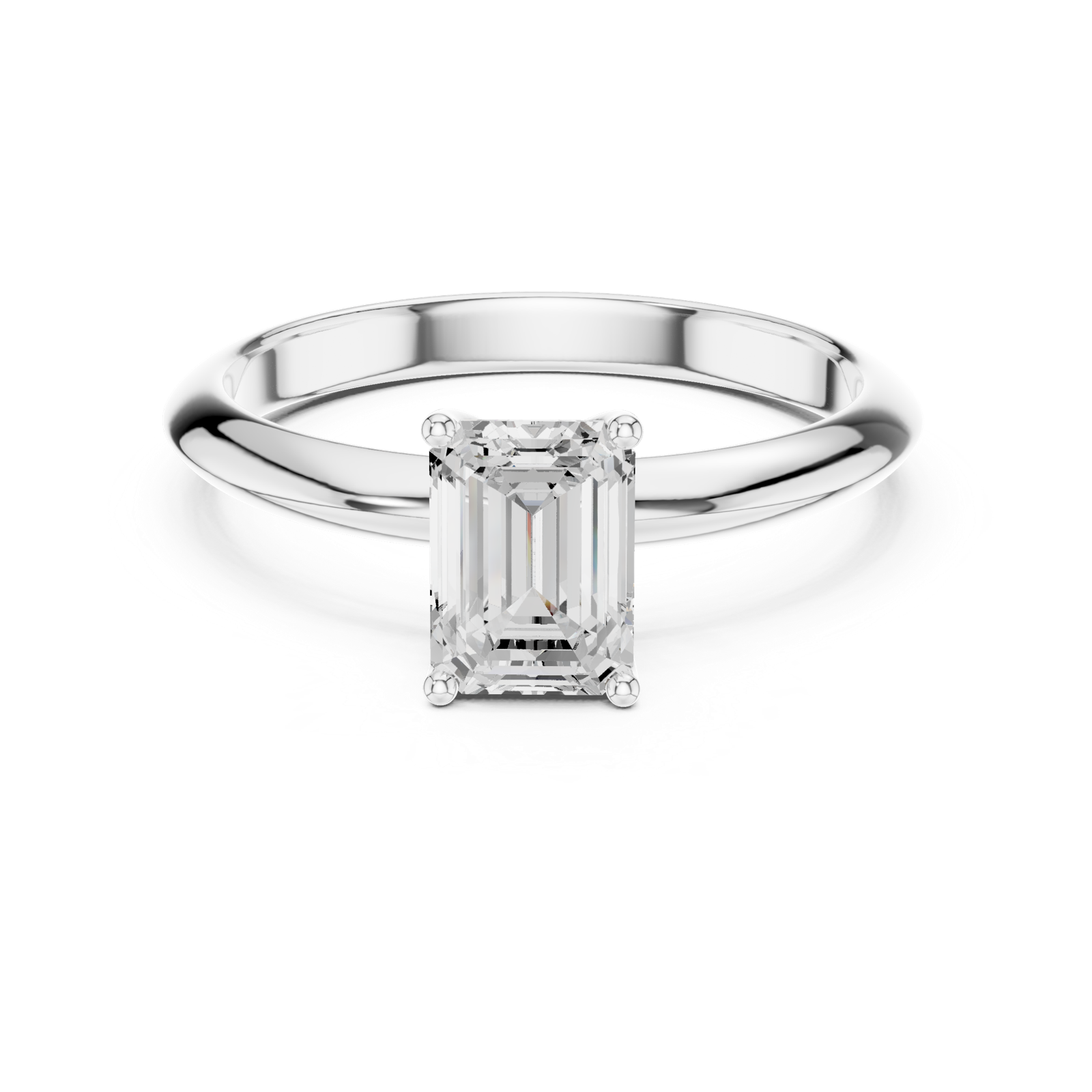 Gold Jewelry L36-6, Emerald center stone, White Gold, view 4