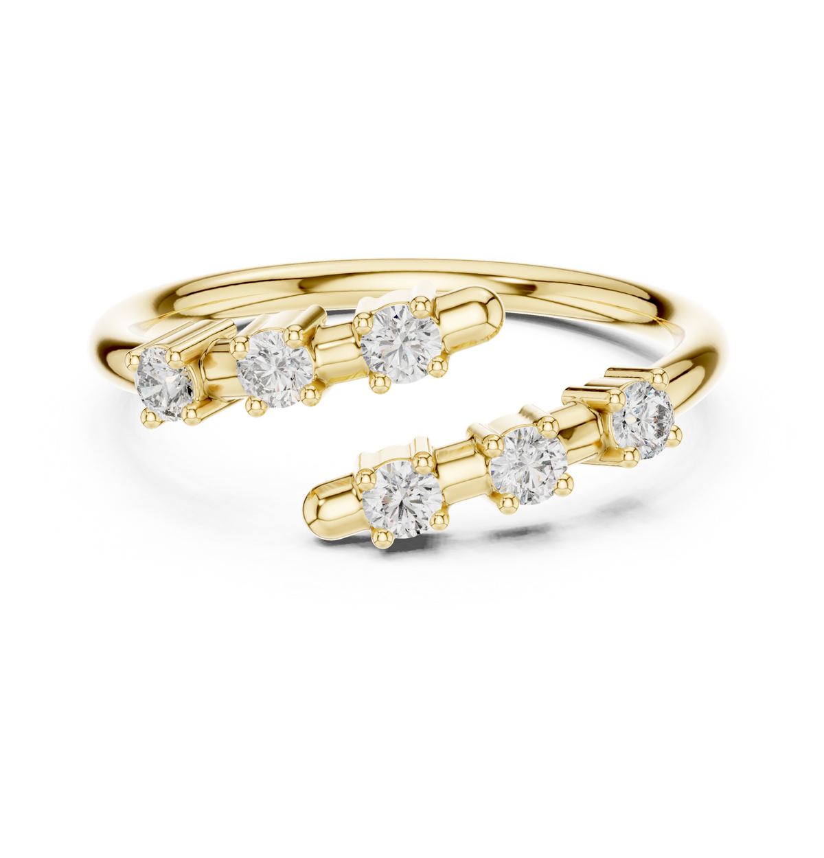 14K Solid Gold Lab Diamond Twist Ring, Yellow Gold