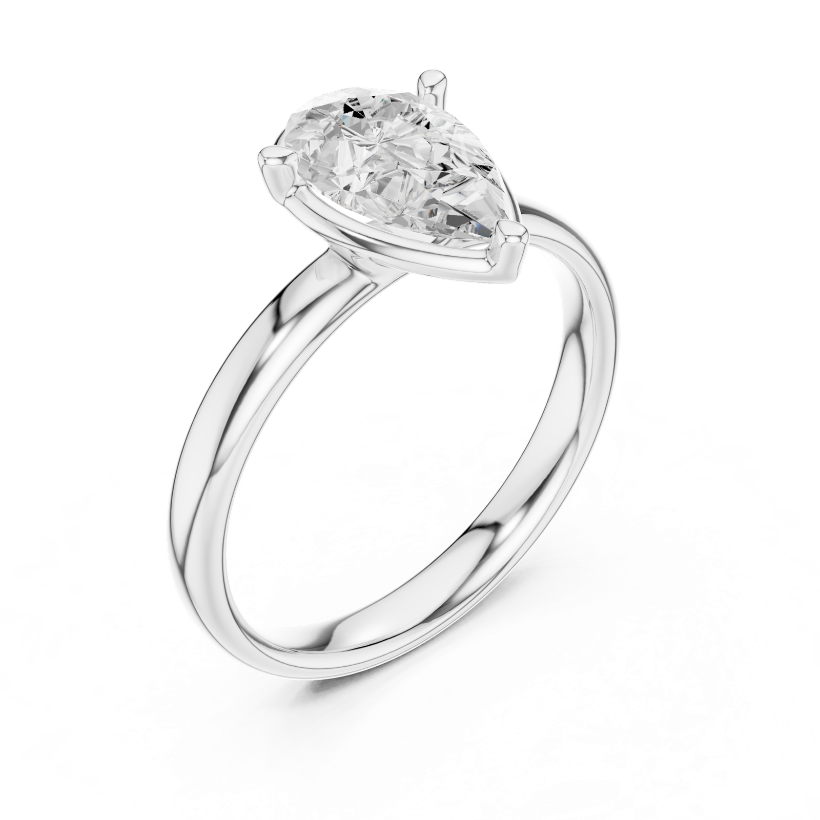 Gold Jewelry L36-10, Pear center stone, White Gold, view 2