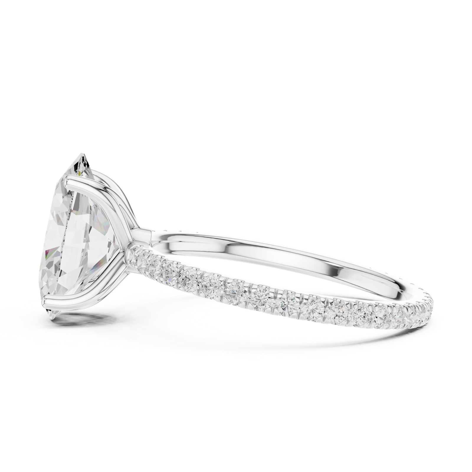 Gold Jewelry L36-16, Oval center stone, White Gold, view 3