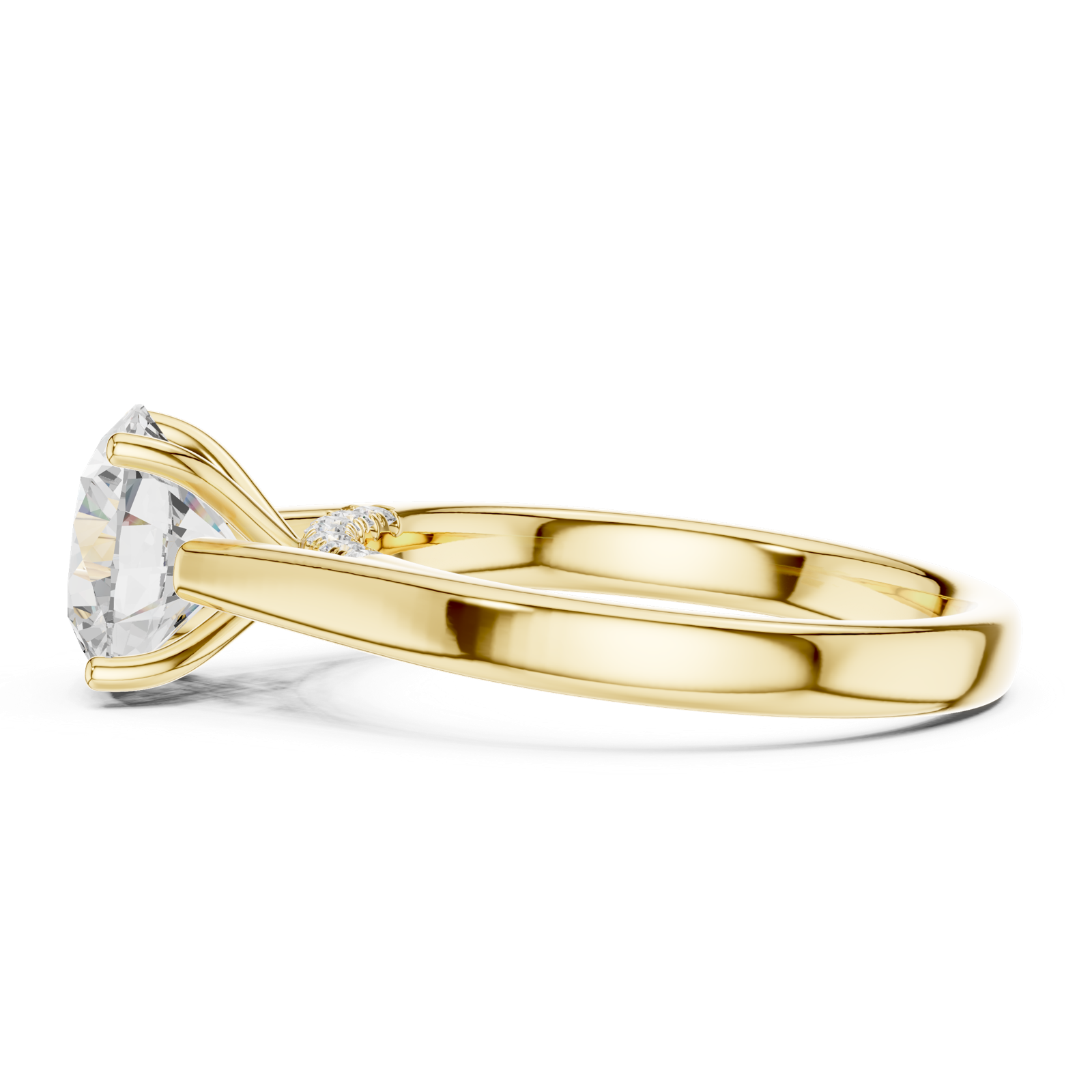 Gold Jewelry L36-18, Round center stone, Yellow Gold, view 3