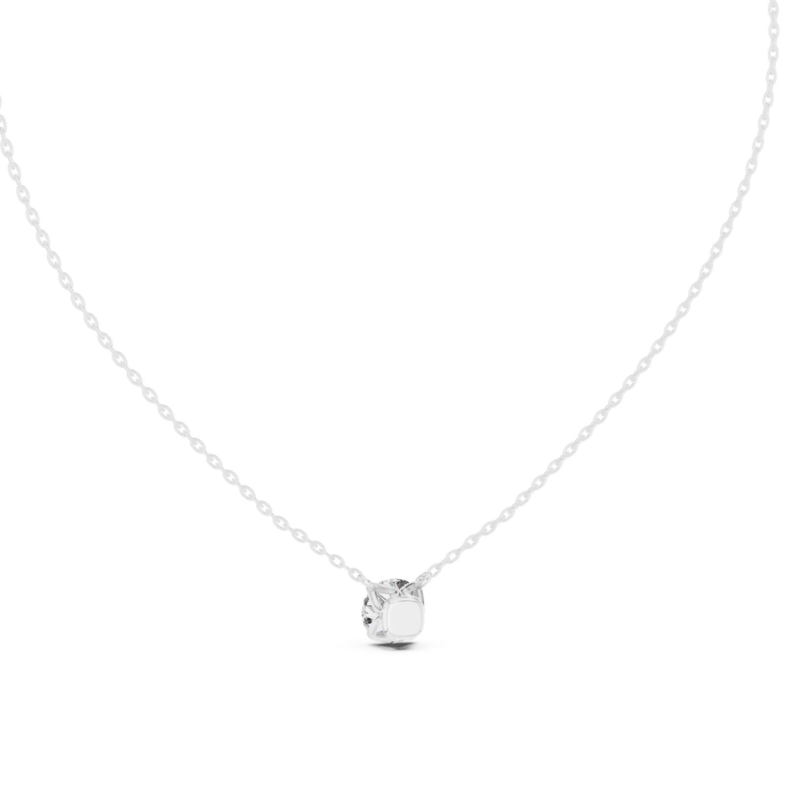 14K Solid Gold Lab Diamond Solitaire Pendant Necklace, White Gold, view 4
