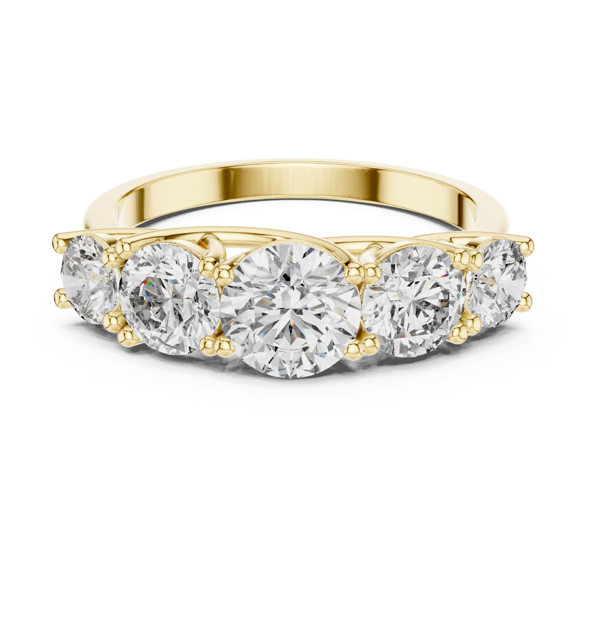 14K Solid Gold Lab Diamond Cluster Ring, Yellow Gold