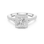 Gold Ring DDLR-043, Princess center stone, White Gold, view 4