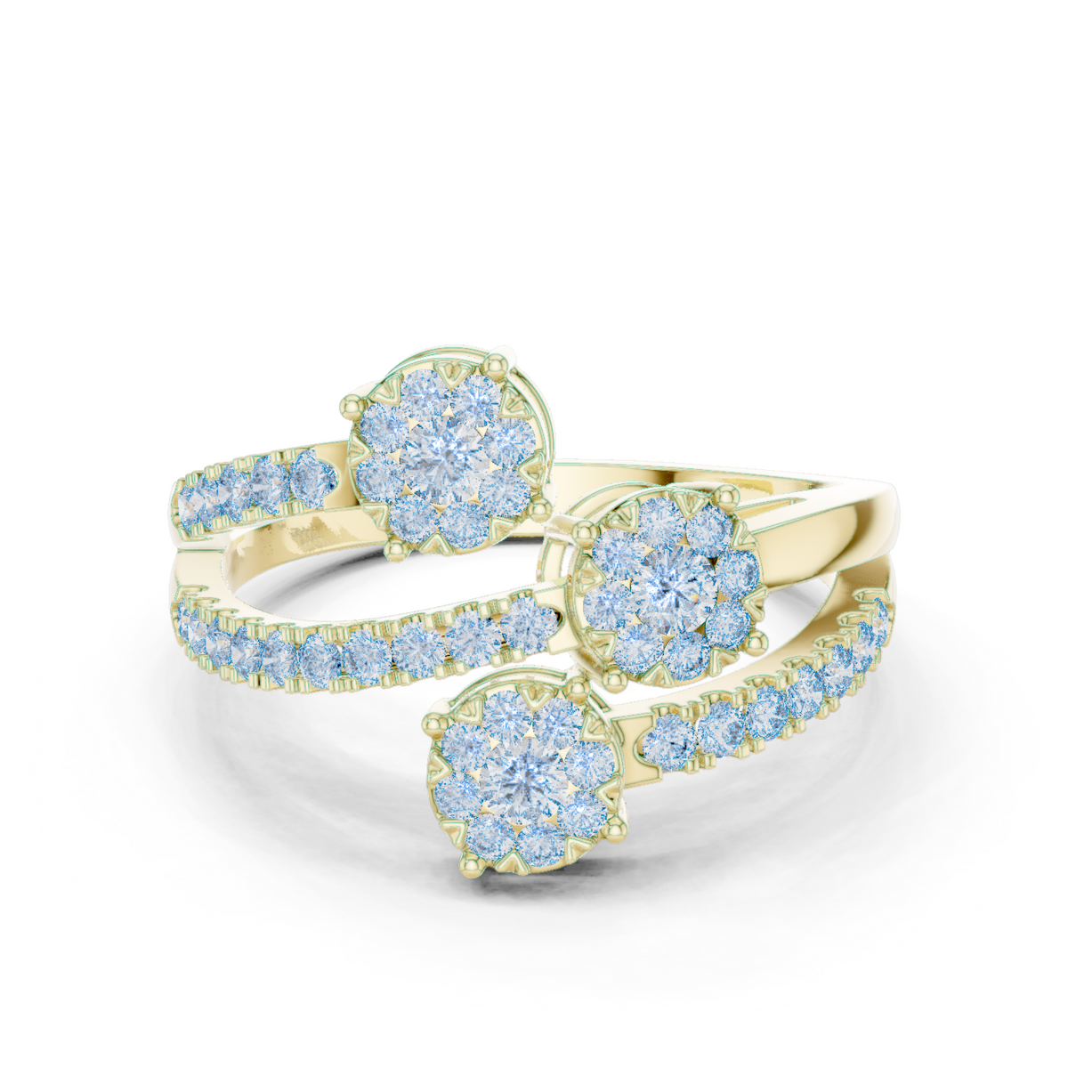 14K Solid Gold Lab Diamond Twist Ring, Yellow Gold