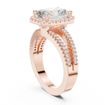 Gold Ring DDLR-350, Radiant center stone, Rose Gold, view 1