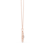 14K Solid Gold Lab Diamond Flower Pendant Necklace, Rose Gold, view 3