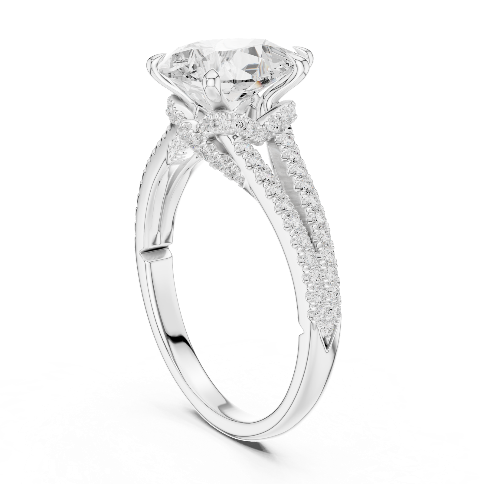 Gold Ring DDLR-252, Pear center stone, White Gold, view 1