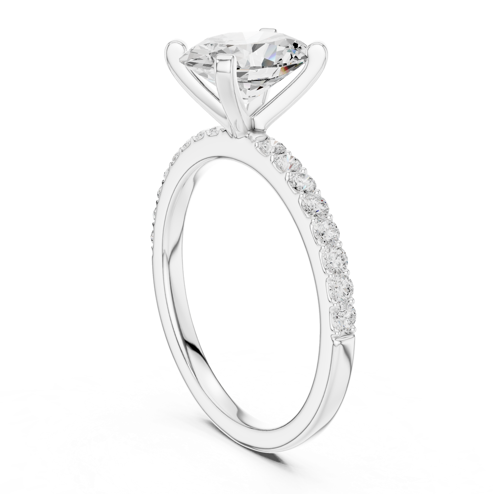 Gold Ring DDLR-040, Oval center stone, White Gold, view 1