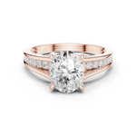 Gold Ring, Oval center stone, Rose Gold