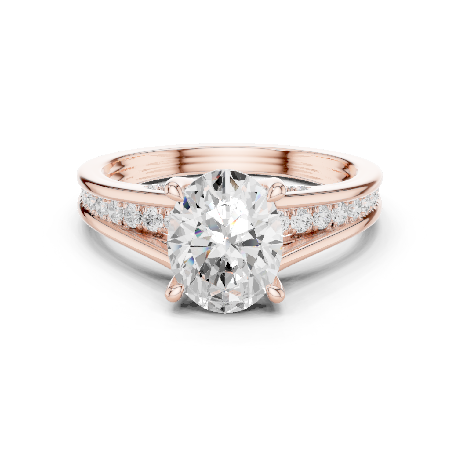 Gold Ring, Oval center stone, Rose Gold