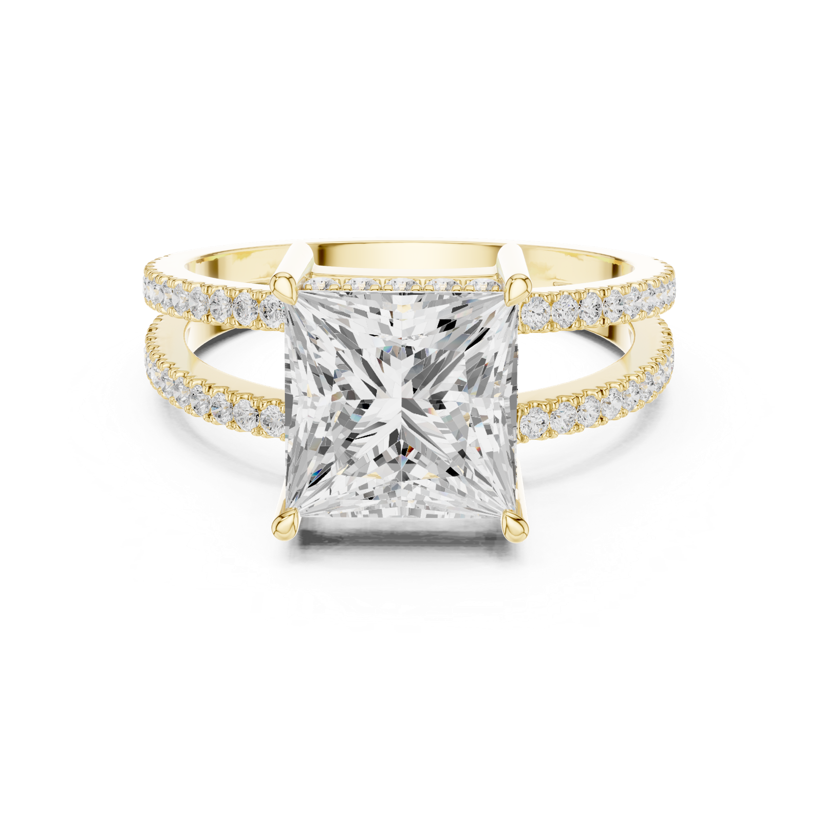Gold Jewelry L36-13, Princess center stone, Yellow Gold, view 4