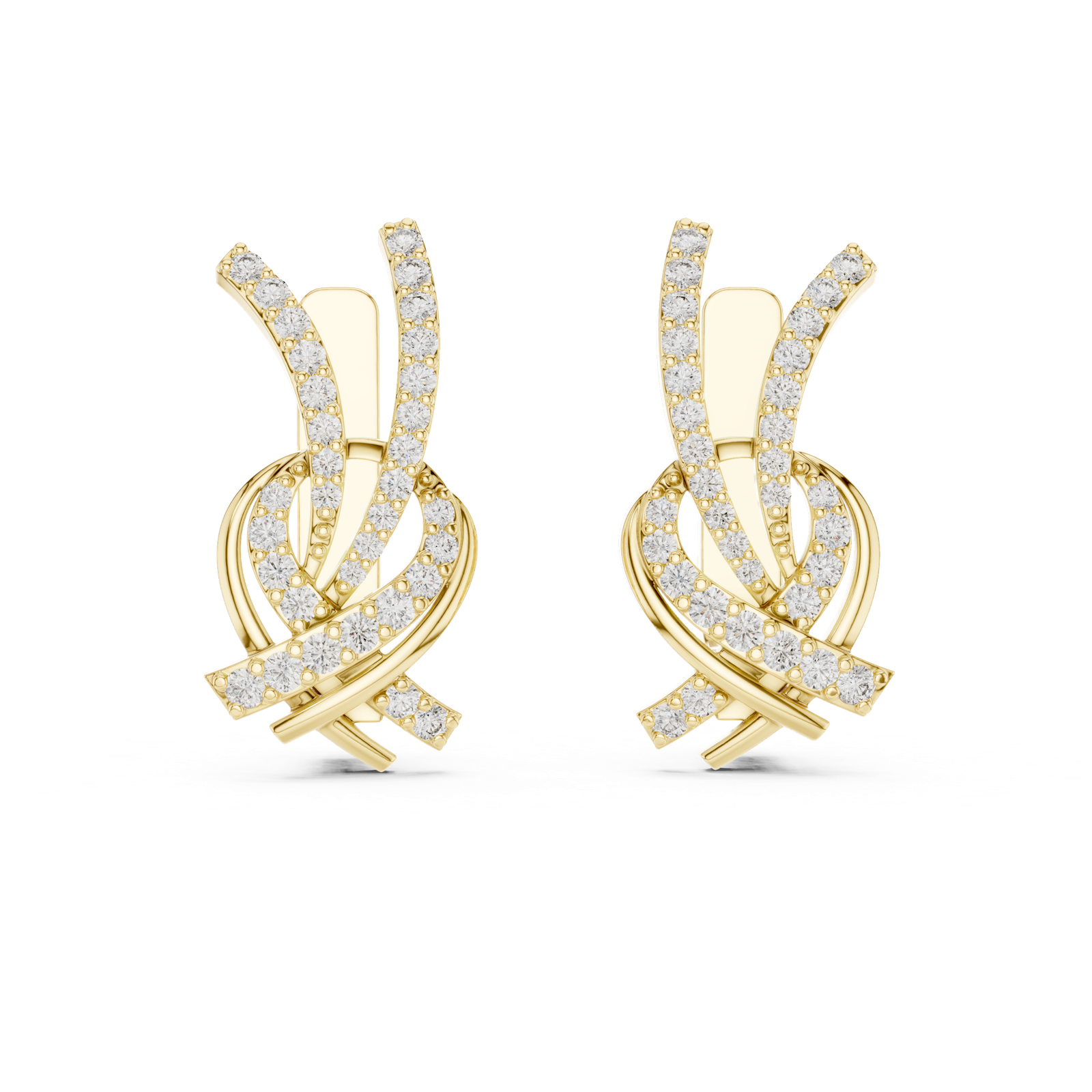 Gold Earrings L03-26, Yellow Gold, view 4