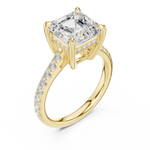 Gold Ring, Asscher center stone, Yellow Gold, view 2