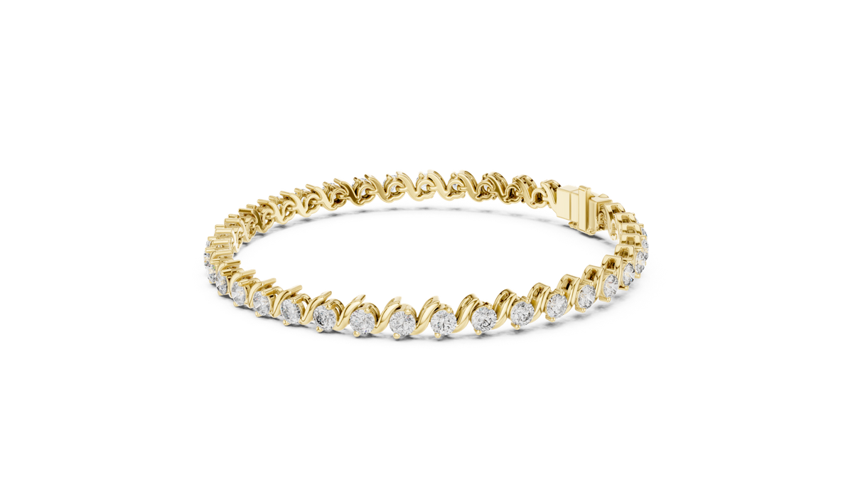 14K Solid Gold Lab Diamond Bracelet, Yellow Gold, view 1